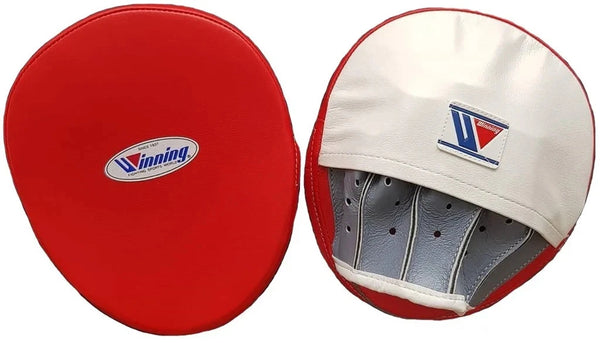 Winning Punch Mitts Red White – Oval Curved Focus Pads – Boxing MMA Coach Mitts