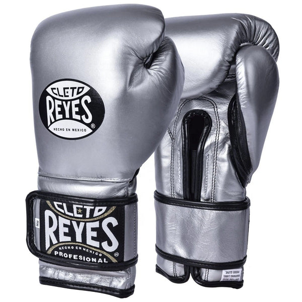 Cleto Reyes Traditional Hook & Loop Sparring Boxing Gloves – silver