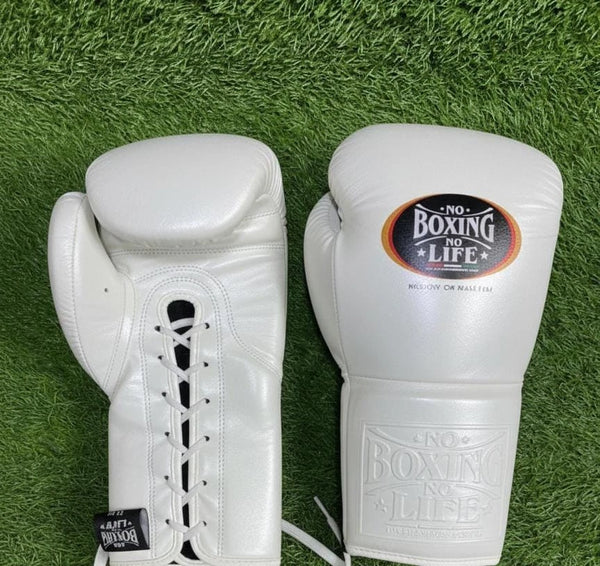 No boxing no life gloves lace up sparring training boxing gloves White 8oz-16oz