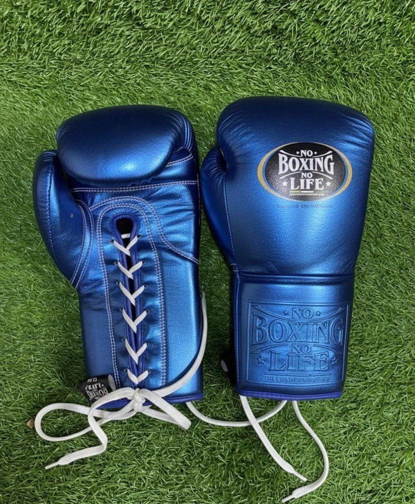 No boxing no life gloves lace up type sparring training boxing gloves Blue